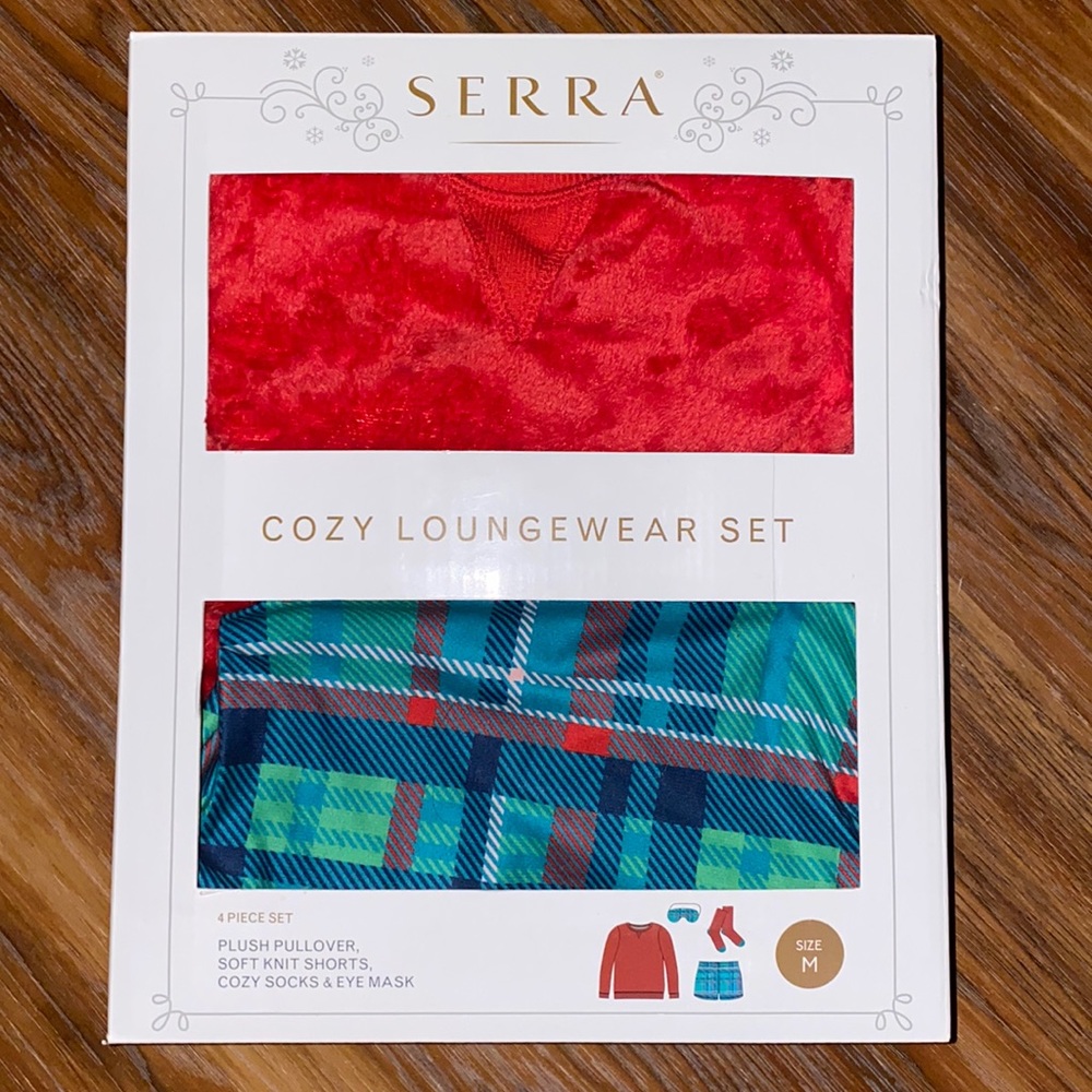 Serra Red and Blue Cozy Loungewear Set- New In Original Packaging